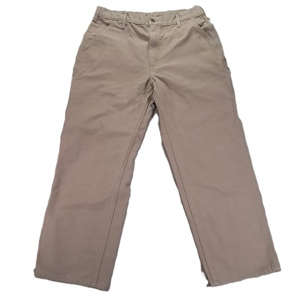 Carhartt Carpenter Pant Men 36x29, Tag 36x30 Dungaree Fit Canvas Beige B11 DES - Picture 1 of 15